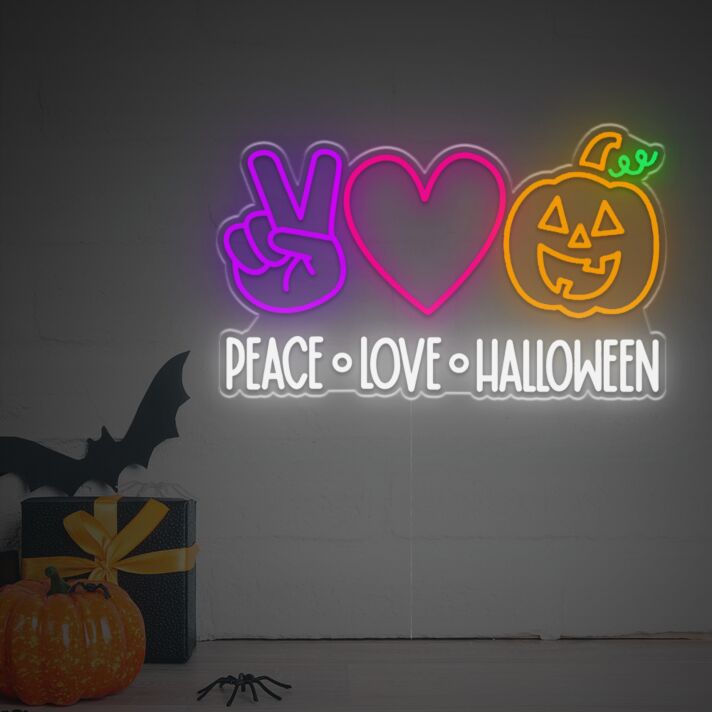 PEACE LOVE HALLOWEEN LED-Neonschild für Halloween Party