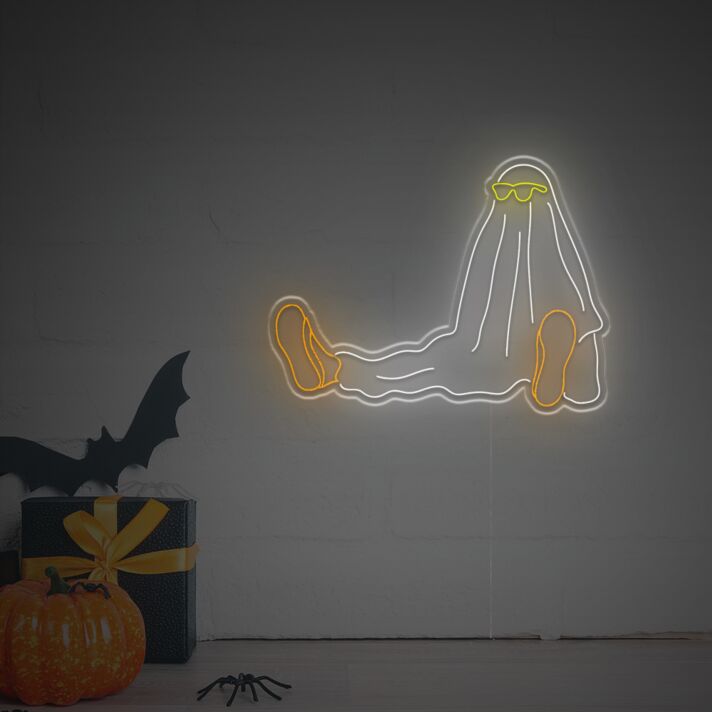 Lässiges LED Neon Wandlicht Entspannter Geist mit Sonnenbrille Humorvolles Halloween Design Moderne Leuchtende Wanddekoration für Wohnzimmer Schlafzimmer Bar Party und Kreative Raumgestaltung