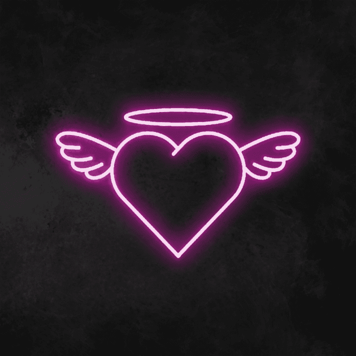 Herz mit Flügeln und Heiligenschein LED-Neonschild Wohnzimmer Schlafzimmer