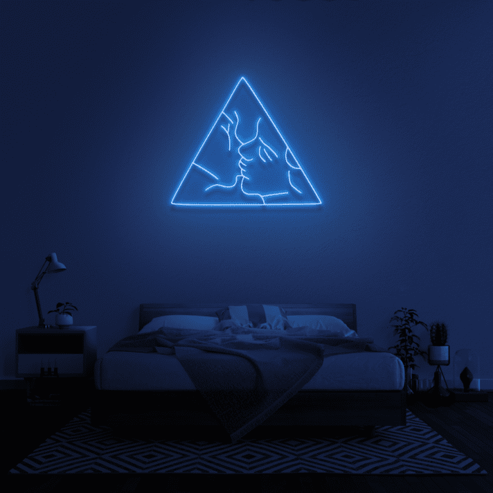 Kuss Silhouette im Dreieck LED-Neonschild Schlafzimmer Wohnzimmer