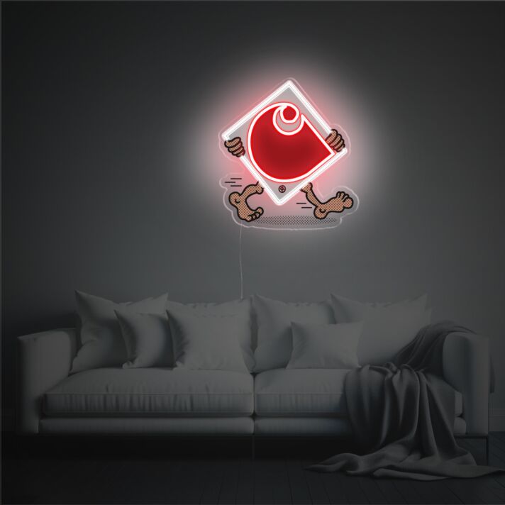 LED Neon Wandlicht Cartoon Knochen Figur mit Roter Grafischer Fläche Pop Art Design Moderne Neon Wanddekoration für Wohnzimmer Schlafzimmer Studio Café und Kreative Räume