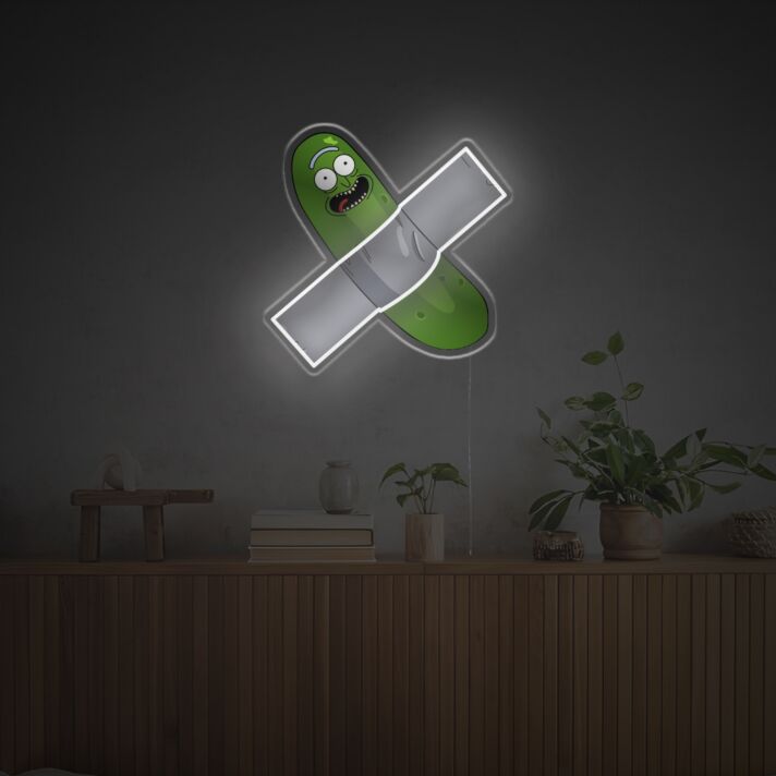 Cartoon-Gurke mit Augen und Mund LED-Neonschild Gamingzimmer Wohnzimmer