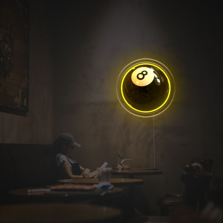 Billardkugel Nummer 8 LED-Neonschild für Bar und Spielzimmer