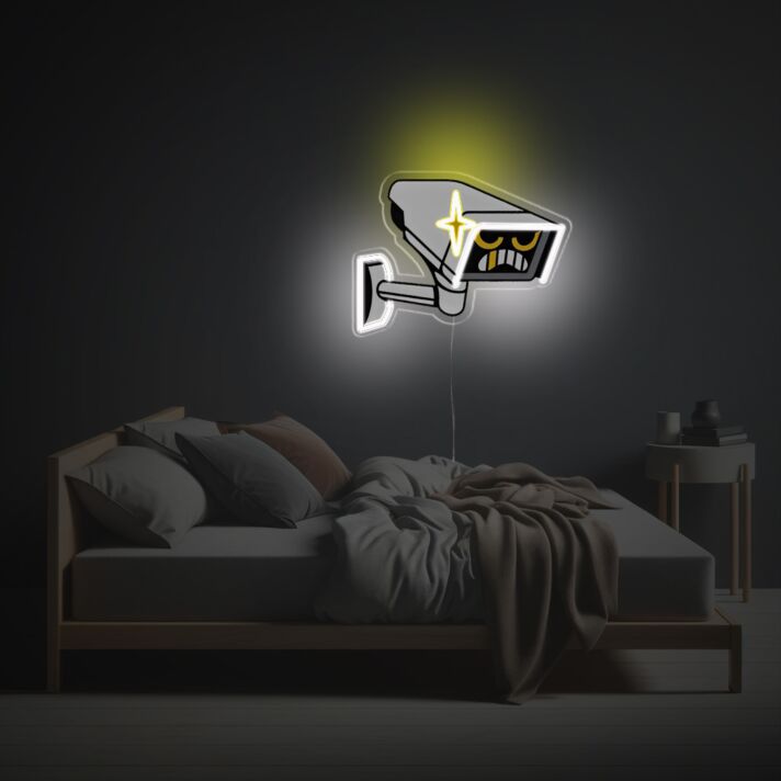 Überwachungskamera LED-Neonschild für Wohnzimmer Büro