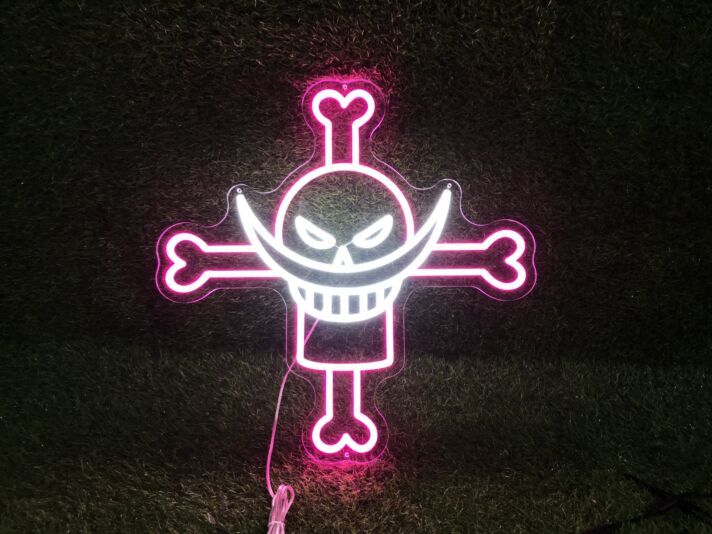 Piraten Totenkopf mit gekreuzten Knochen LED-Neonschild Gaming Bar