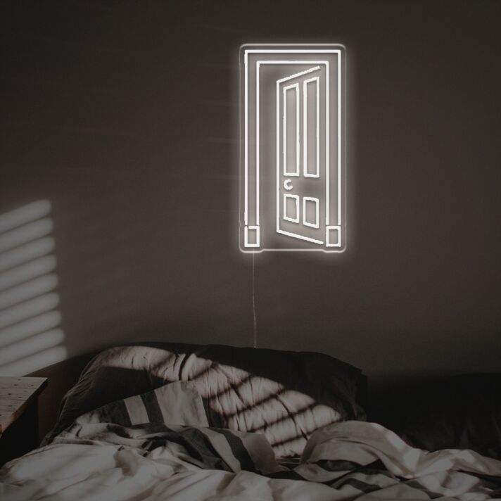 Offene Tür LED Neonschild minimalistisches Wandlicht für Schlafzimmer und Wohnzimmer