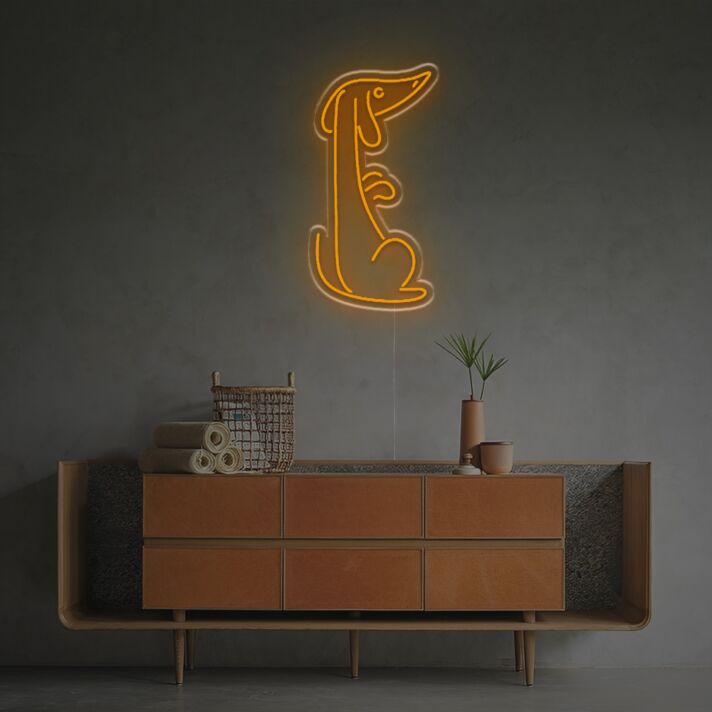 Dackel Illustration LED-Neonschild Wohnzimmer