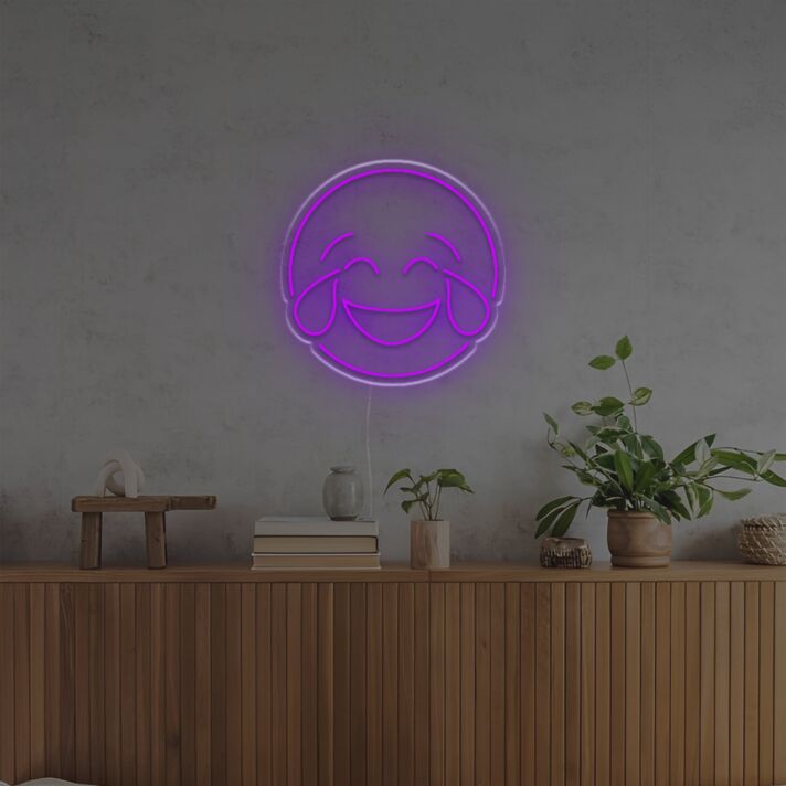 Lachender Emoji mit Freudentränen LED-Neonschild Wohnzimmer Büro