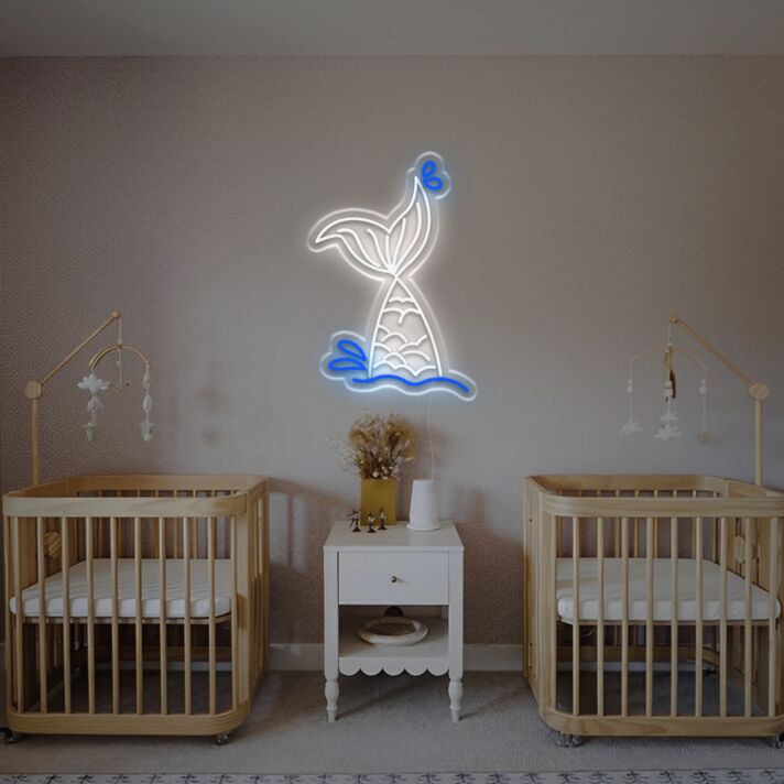 Walfisch Schwanz LED Neonschild liebevolle Wanddekoration für Kinderzimmer