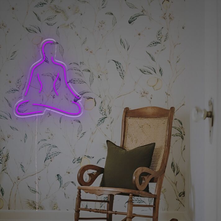 Meditierende Person Silhouette LED-Neonschild Wohnzimmer Yoga Studio
