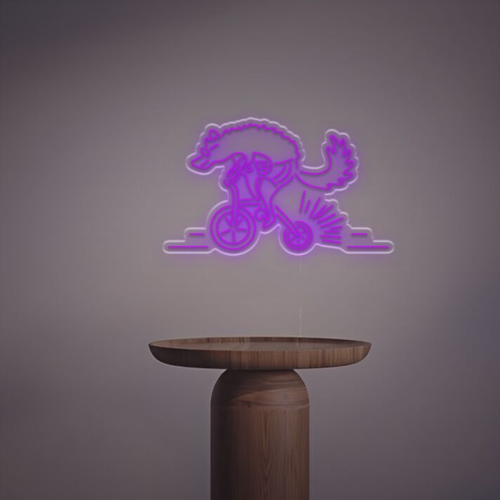 Verspieltes Igel auf Fahrrad LED Neonschild als kreative Wanddekoration für Kinderzimmer Jugendzimmer und moderne Wohnräume