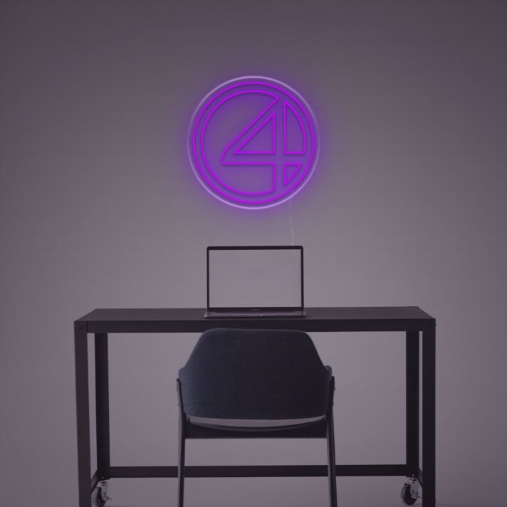 Zahl 4 im Kreis LED-Neonschild Büro Arbeitszimmer