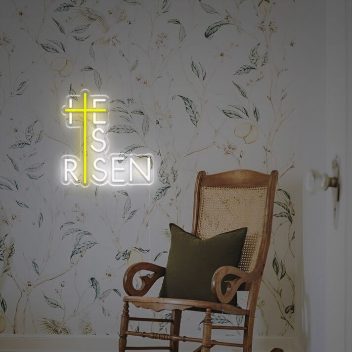 HE IS RISEN LED-Neonschild für Wohnzimmer oder Kirche