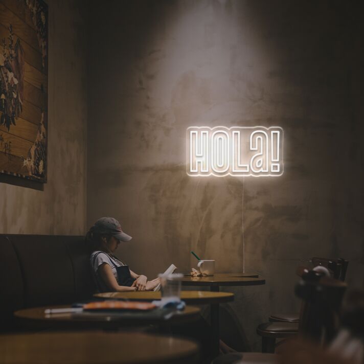 Brighten Up Your Space: Hola For Home Decor LED Neon Sign Perfect for Offices, Bars, and Romantic Weddings.