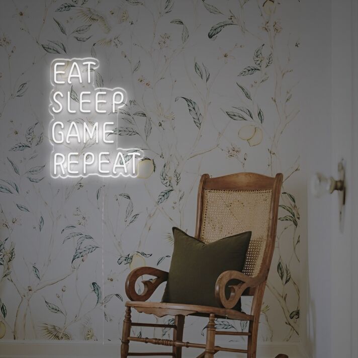 EAT SLEEP GAME REPEAT LED-Neonschild Gaming Zimmer Wohnzimmer