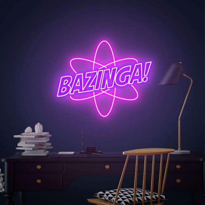 Brighten Up Any Room or Celebration: Bazinga Neon Sign for Bedroom, Party, Halloween, and Home Decor Essentials.