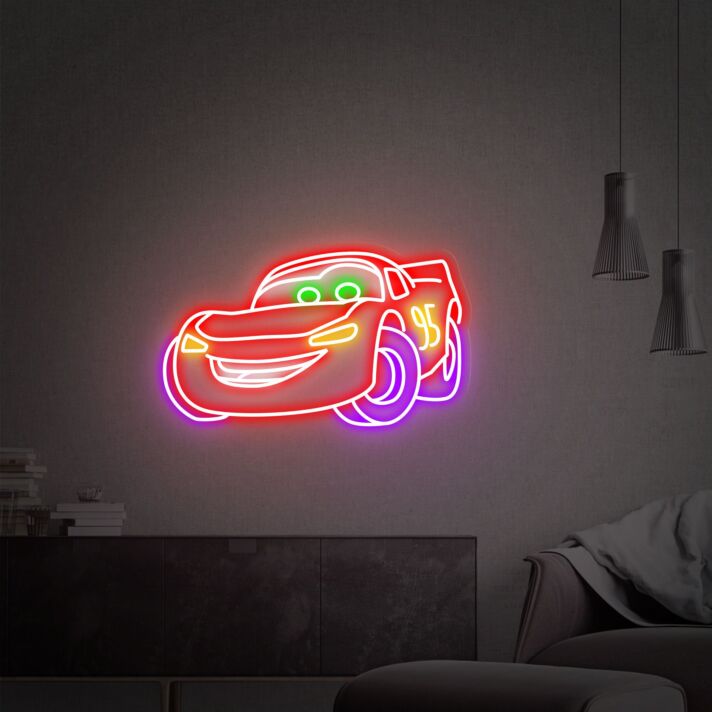 rotes Rennwagen Cartoon LED-Neonschild Kinderzimmer