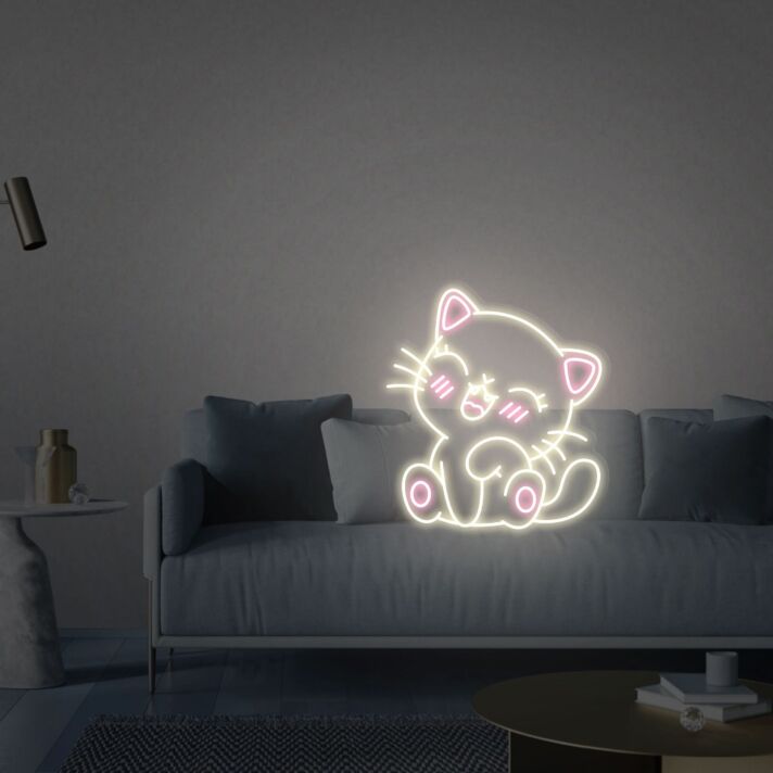 lachende Katze LED-Neonschild für Wohnzimmer oder Kinderzimmer