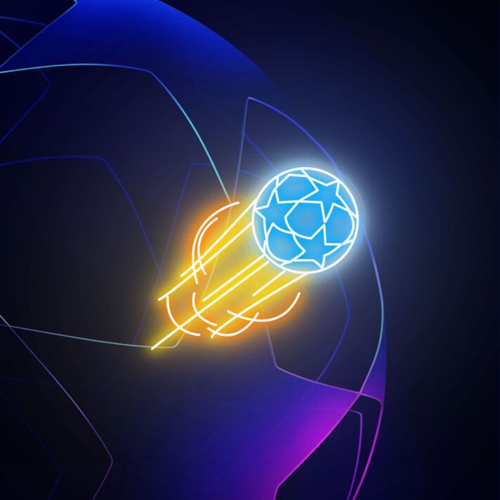 Fußball mit Sternmuster LED-Neonschild für Sportzimmer oder Bar