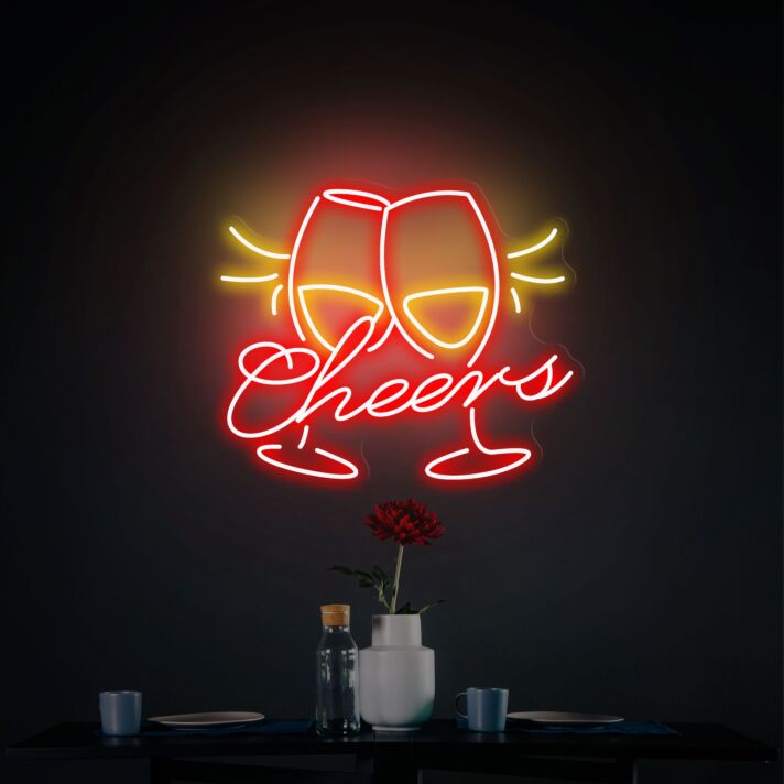 Brighten Your Celebrations: Cheers Neon Sign Light, Perfect for Kid's Rooms, Bars, Parties, Weddings, and Home Decor Delights.