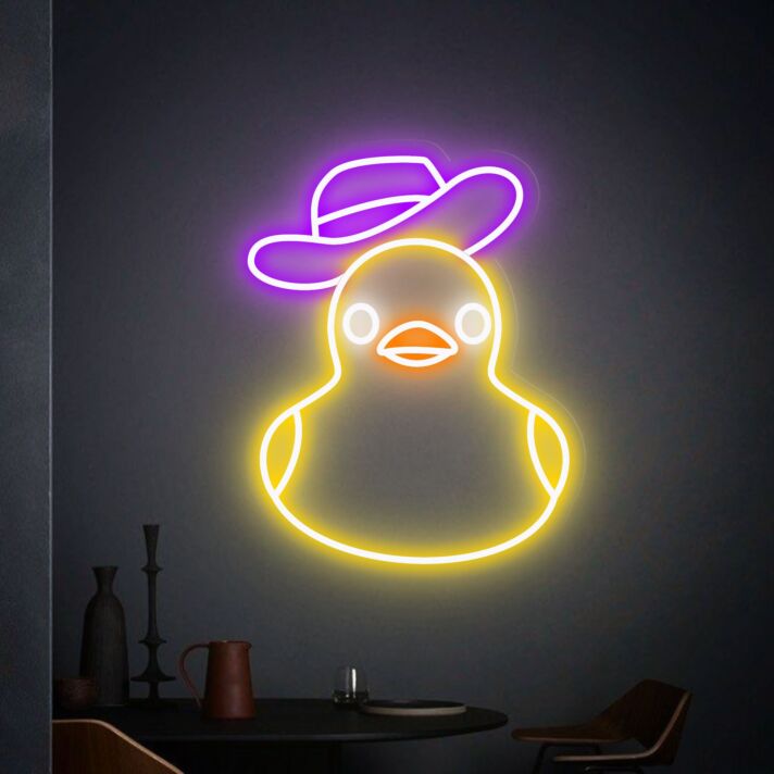 Ente mit Cowboyhut LED-Neonschild Wohnzimmer Bar