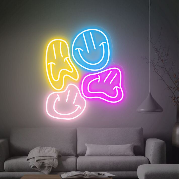 Smiley Gesichter LED-Neonschild Wohnzimmer Lounge