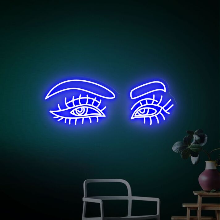 Augen mit Augenbrauen LED-Neonschild für Wohnzimmer Studio
