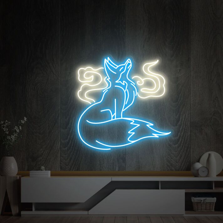 Fuchs mit Rauchschwaden LED-Neonschild Wohnzimmer Bar