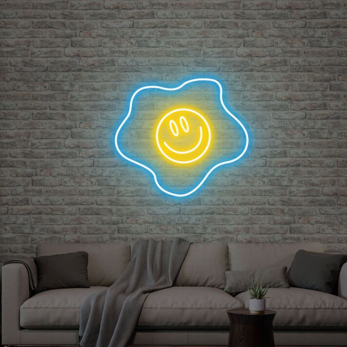 Brighten Your Breakfast Nook and Add Fun to Parties with the Fried Egg Neon Sign Smile Cute Wall Light Decor Neon Sign.