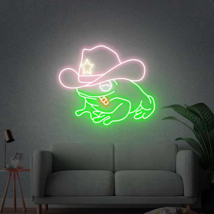 Frosch mit Cowboyhut LED-Neonschild für Wohnzimmer oder Bar