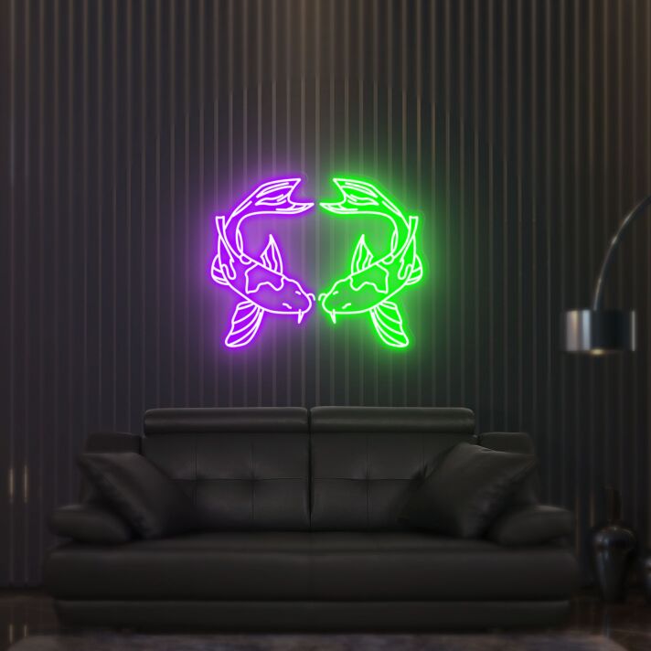zwei Koi Fische LED-Neonschild für Wohnzimmer oder Lounge