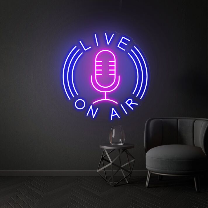 LIVE ON AIR LED-Neonschild für Studio und Podcast
