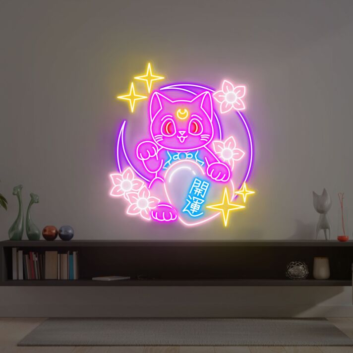 Japanische Glückskatze LED Neonschild für Wohnzimmer und Bar