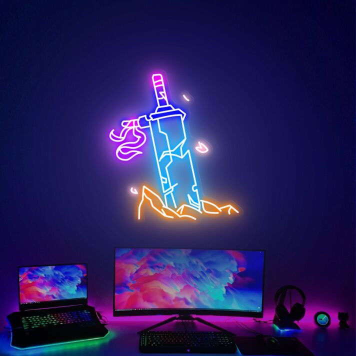 Schwert im Felsen LED-Neonschild für Gaming Zimmer und Wohnzimmer
