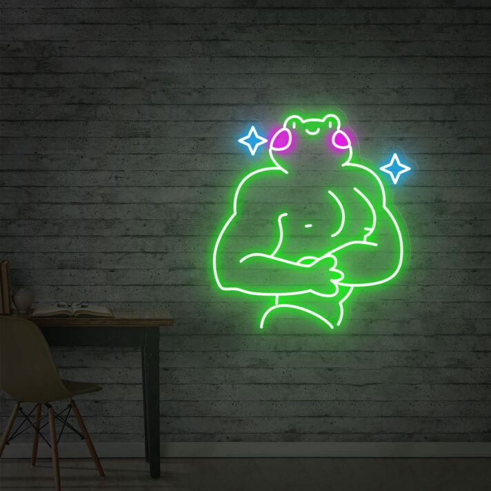 Muskel-Frosch LED-Neonschild Wohnzimmer Gamingzimmer