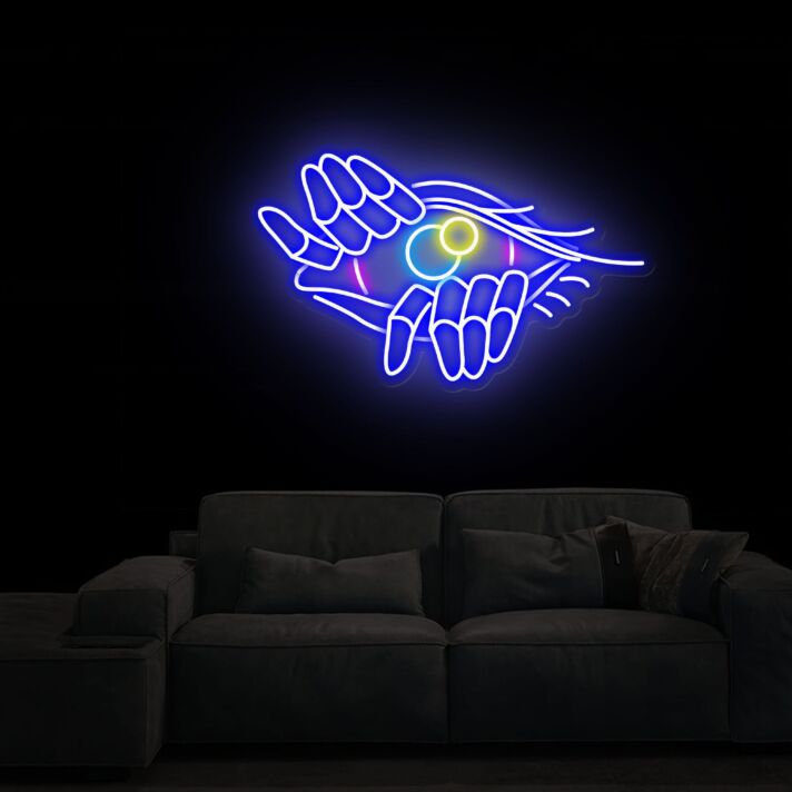 Brighten Your Living Space, Office, or Celebrate in Style with Open The Evil Eye Neon Signs - The Ultimate Game Neon Home Decor and Perfect Neon Party or Thanksgiving Gift.