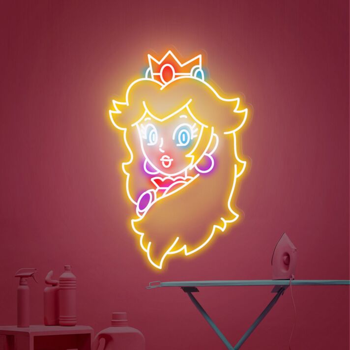 Transform Your Space into a Gamer's Paradise: The Princess Peach Neon Sign for Super Mario Enthusiasts - Perfect for Game Rooms, Home Offices, and Themed Parties