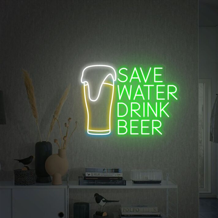 SAVE WATER DRINK BEER LED-Neonschild für Bar Küche