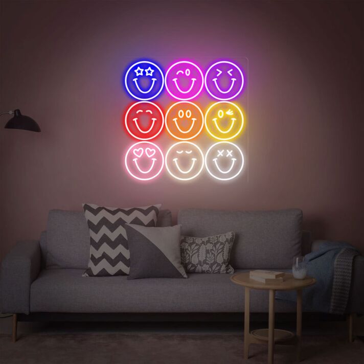 Smiley Gesichter LED-Neonschild für Wohnzimmer oder Kinderzimmer