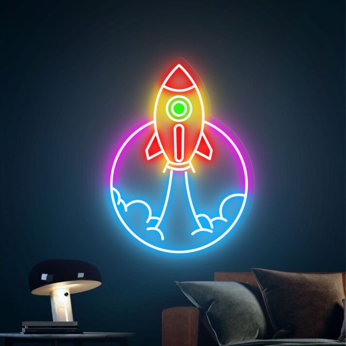 Rakete beim Start LED-Neonschild Wohnzimmer Kinderzimmer