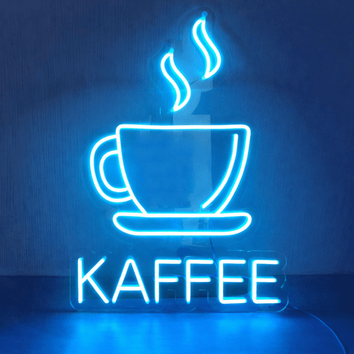 Kaffee LED Neonschild mit Tassenmotiv für Café oder Küche