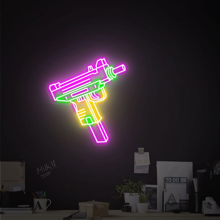 Neon Maschinenpistole LED-Neonschild für Gaming Raum