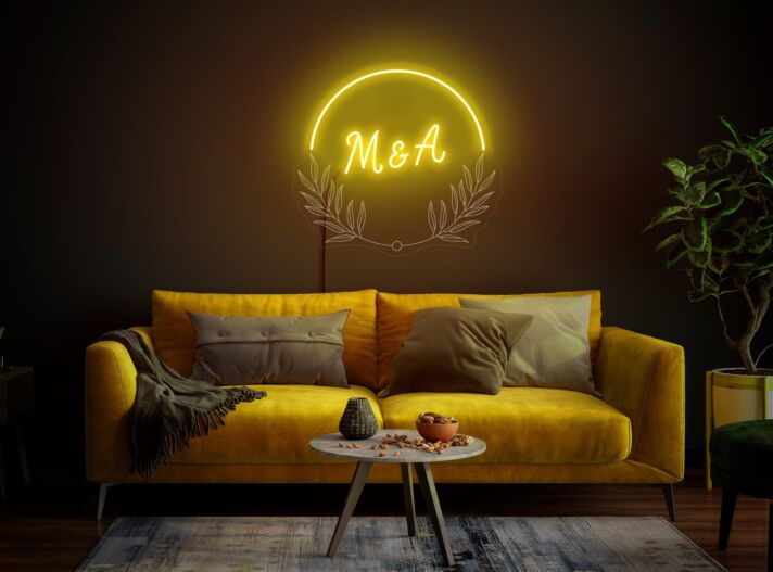 M&A LED-Neonschild Wohnzimmer Hochzeit