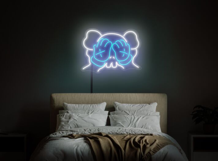 Totenkopf mit bedeckten Augen LED-Neonschild Schlafzimmer Wohnzimmer
