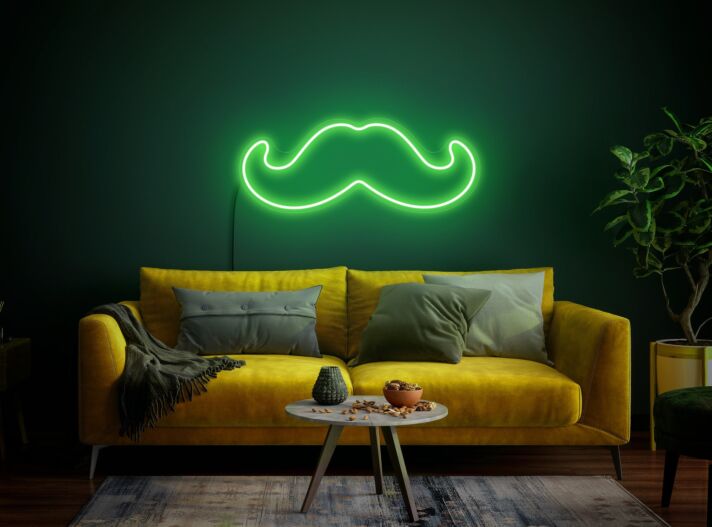 Schnurrbart LED-Neonschild für Wohnzimmer oder Bar