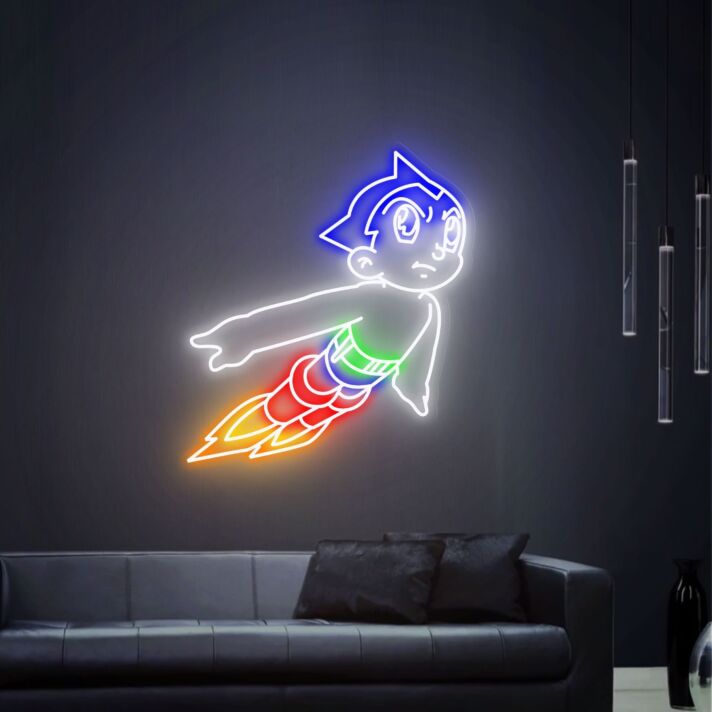 fliegender Roboterjunge LED-Neonschild Wohnzimmer Gamingzimmer