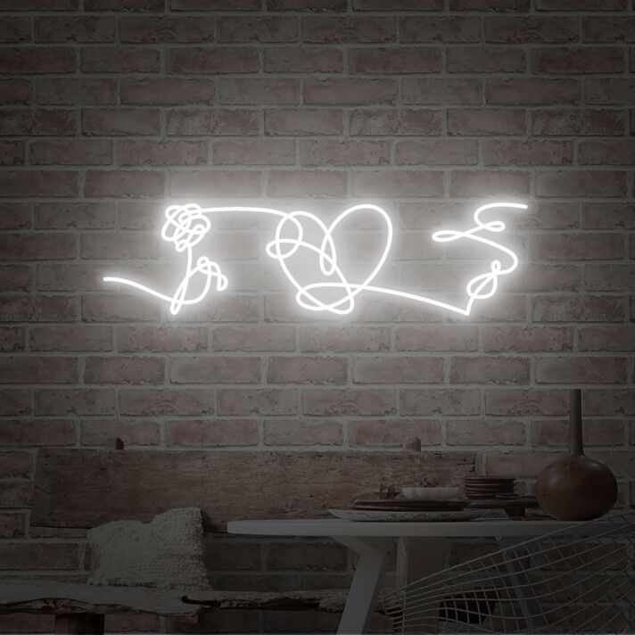 Rose und Herz Symbol LED-Neonschild für Wohnzimmer Schlafzimmer