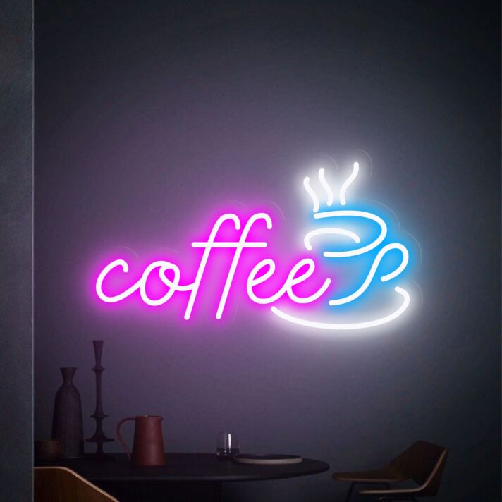 Kaffeetasse mit Dampf LED Neonschild für Café und Küche