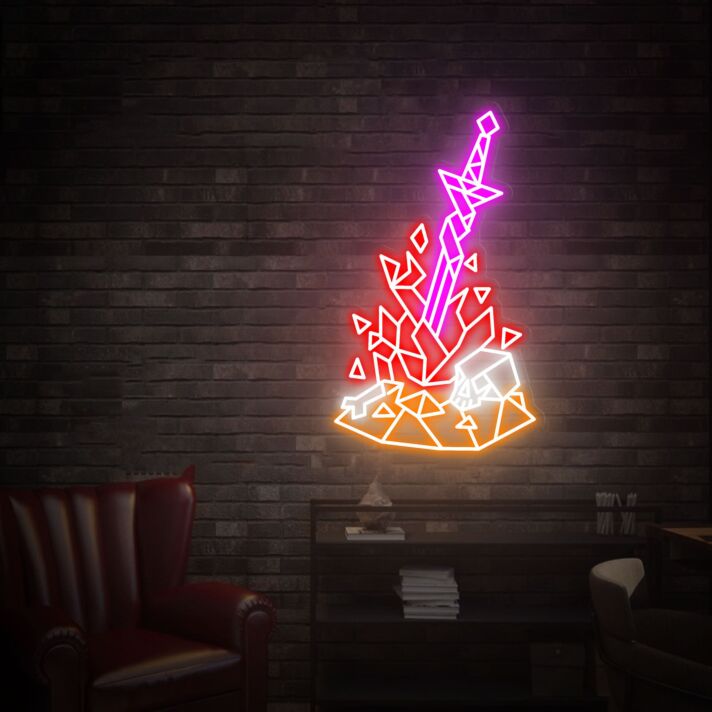Schwert im Kristall LED-Neonschild Gamingzimmer