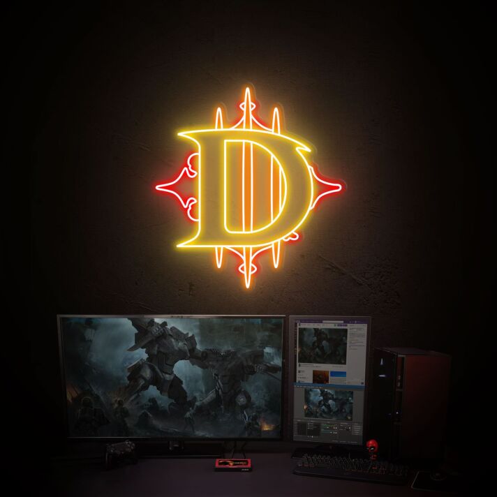 LED Neonschild Buchstabe D im Gaming Design